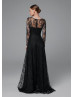 Long Sleeves Black Lace Wedding Dress Photoshoot Dress